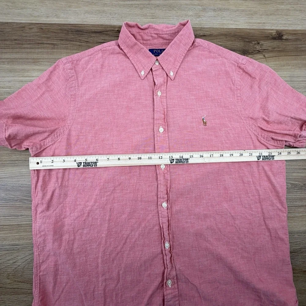 Ralph Lauren Shirt XL Classic Fit Red‎ Check Short Sleeve Button Down Pony